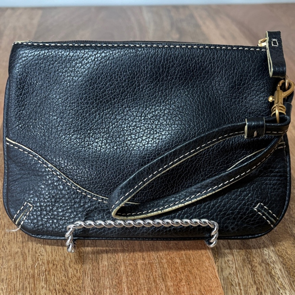 Coach Black Pebbled Leather Wristlet
